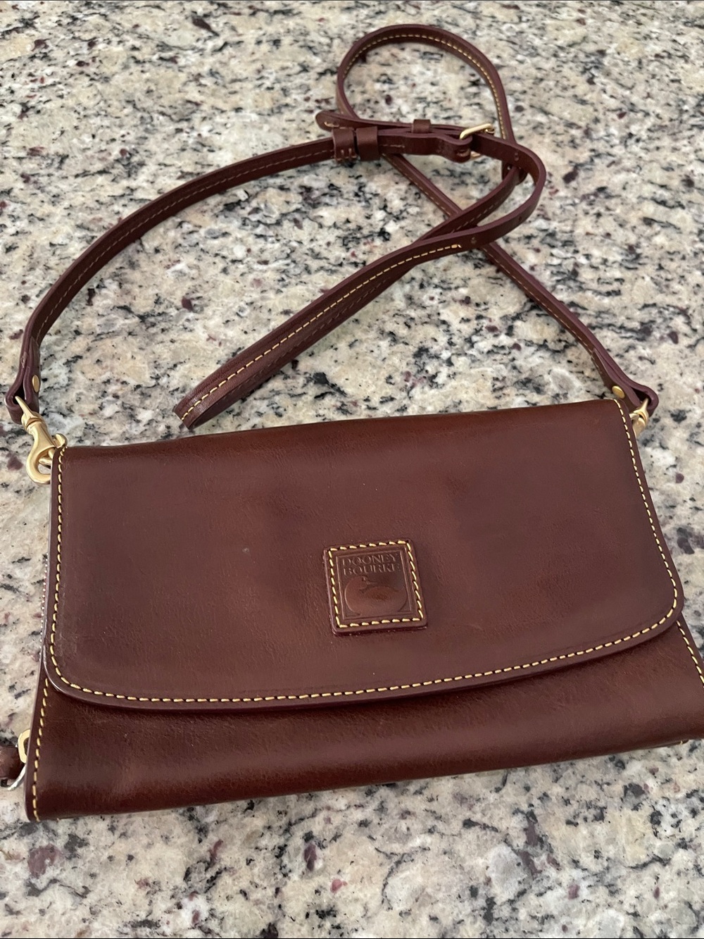 Dooney & Bourke Chestnut Brown Leather Crossbody Clutch